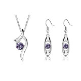 Women Elegant  Jewelry Set of Necklaces Pendants Dangle Earrings for Wedding Party