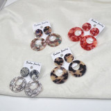 Leopard Acrylic Drop Earrings For Women New Fashion Unique bohemian Geometric Double Round Pendant Earrings Jewelry