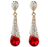 New Elegant pair fashion long tassel imitation crystal teardrop-shaped earrings