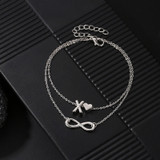 Vintage Silver Gold Anklet Female Letter Heart A-Z Bohemian cheville Boho Charm Jewelry Infinity Ankles Bracelets