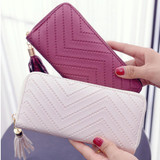 ISKYBOB Long Leather Handbag Checkbook Purse Wallet for Women
