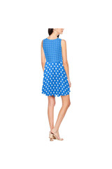 Robe patineuse sans manches Thea à pois bleu corail (Modèle D19)