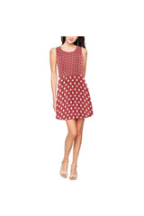 Robe patineuse sans manches Thea orange corail à pois (Modèle D19)