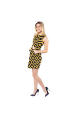 Robe nouée sans manches à taille découpée et diamant
