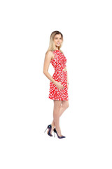 Robe nouée sans manches à taille découpée léopard rouge
