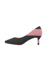 Escarpins à talons bas à bout pointu et à rayures roses audacieuses pour femmes