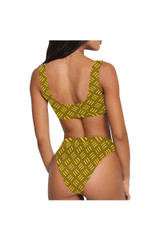 Maillot de bain bikini taille haute et haut sport Golden Matrix