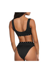 Haut de sport à micro pois et maillot de bain taille haute en bikini
