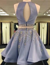Two Piece A-Line Jewel Sleeveless Short Prom Dress, Homecoming Dress With Beading, MH109
