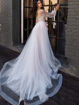 onlybridals Boho Wedding Dress Puff Long Sleeves A-Line Appliques Floor Length Wedding Gown