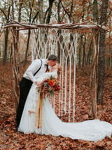 onlybridals Long Sleeve V neck Lace Tulle Boho Wedding Gowns wedding Dress
