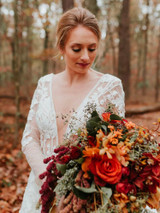 onlybridals Long Sleeve V neck Lace Tulle Boho Wedding Gowns wedding Dress