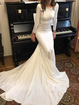 onlybridals  Mermaid wedding dress Long sleeve Dubai Wedding Bride Dress Soft Satin Wedding Gowns Vestido