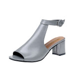 Ladies Sandals Ankle High Heel Block Party Open Toe Shoes Thick Heel Fashion Hollow Toe Shoes