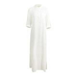 Women Sexy Casual Shirt Dress Long Sleeve Deep V Neck Split Solid Long Maxi Dress Women Sexy Casual Shirt Dress Long Sleeve Deep V Neck Split Solid Long Maxi Dress