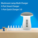 Multiple USB Phone Charger Mushroom Night Lamp Charging Station Dock QC 3.0 Quick Charger for Mobile Phone and Tablet