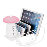 Multiple USB Phone Charger Mushroom Night Lamp Charging Station Dock QC 3.0 Quick Charger for Mobile Phone and Tablet