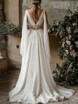 onlybridals Beach Wedding Dress Cap Sleeve A-Line Chiffon Lace Bride Dress Wedding Gown