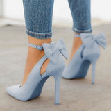 Women Elegant High Heels Brand Pumps Pointed Toe Buckle Strap Butterfly Sexy Party Wedding Shoes