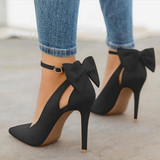Women Elegant High Heels Brand Pumps Pointed Toe Buckle Strap Butterfly Sexy Party Wedding Shoes