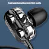 Sports Dual Drivers 4 Units Heavy Bass HiFi In-ear Wired Earphones Headphones