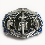 Western Zinc alloy Leather Belt Buckle Plated Biker Rider shape Pattern