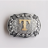 Western Zinc alloy Leather Belt Buckle Cowboy Letter T shape Pattern