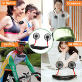 Portable USB Rechargeable Neckband Dual Cooling Mini Fan Lazy Neck Hanging Style