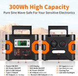 330W Portable Power Station, Flashfish 300Wh 81000mAh Solar Generator CPAP Backup Battery Emergency Power Supply with 110V AC Outlets, 12V/24V DC, QC3.0 USB, LED Flashlight for Camping Trip Home