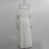 Women’s Off Shoulder Maxi Dress Bell Sleeve Lace Patchwork High Waist Cocktail Party Wedding Bridesmaid Dress