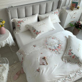 High Quality Luxury Embroidery 100S Satin Egyptian Cotton Bedding Set