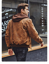 Genuine Leather Bomber Jackets Removable Hood