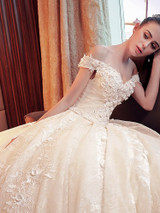 onlybridals  Wedding Dress With Royal Train Sexy Boat Neck Wedding Gowns Lace Long Train Wedding Dress