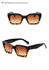 High Quality Rivet Shades Big Frame Leopard Style Sunglasses