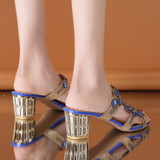 Women Summer Slipper Sandals Fashion Hgih Heels Open Toe Crystal Sandals