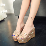 Women Sandals Rivets Transparent Peep Toe High Heels Sandals