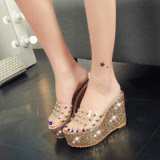 Women Sandals Rivets Transparent Peep Toe High Heels Sandals