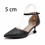 Fashion Buckle Crystal Bling Pumps Women Elegant Thin High Heel