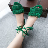 Flat Ankle Strap Gladiator Sandals Women Flats Summer Tassel Shoes