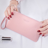 Fashion Women PU Leather Purse Wristlet Zipper Wallet Handbag Envelope Phone