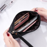 Fashion Women PU Leather Purse Wristlet Zipper Wallet Handbag Envelope Phone