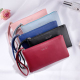 Fashion Women PU Leather Purse Wristlet Zipper Wallet Handbag Envelope Phone