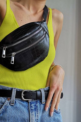 New Women's Waist Bag High Quality Crocodile Women PU Leather Bag