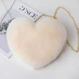 Fashion Women's Heart Shaped Faux Fur Crossbody Wallet Purse Chain Shoulder Bag