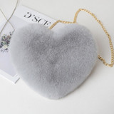 Fashion Women's Heart Shaped Faux Fur Crossbody Wallet Purse Chain Shoulder Bag