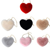 Fashion Women's Heart Shaped Faux Fur Crossbody Wallet Purse Chain Shoulder Bag