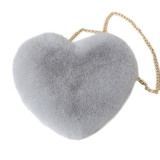 Fashion Women's Heart Shaped Faux Fur Crossbody Wallet Purse Chain Shoulder Bag