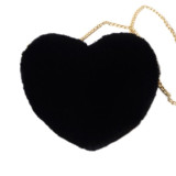 Fashion Women's Heart Shaped Faux Fur Crossbody Wallet Purse Chain Shoulder Bag