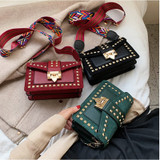 Vintage Velvet Rivets Shoulder Bag Women Messenger Bag Ladies Pu Leather Flap Bag