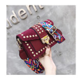 Vintage Velvet Rivets Shoulder Bag Women Messenger Bag Ladies Pu Leather Flap Bag